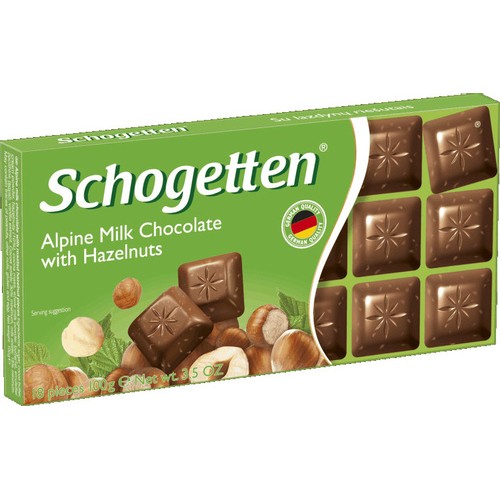 Schogetten шоколад молочный с фундуком, 100 гр