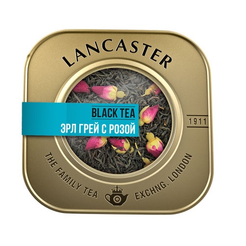 Lancaster черный чай с бергамотом, лепестками василька и розы, 75 гр.