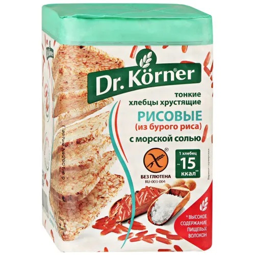 Dr.Korner хлебцы из бурого риса с морской солью, 100 гр