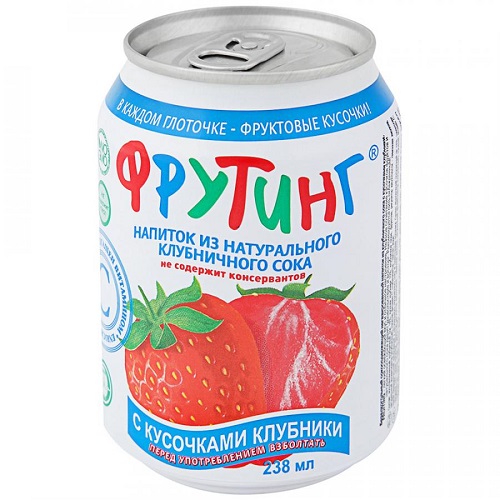 Fruiting напиток из клубничного сока с кусочками клубники, 238 мл