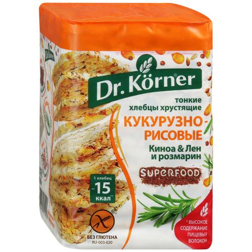 Dr.Korner хлебцы кукурузно-рисовые киноа, лен, розмарин, 100 гр