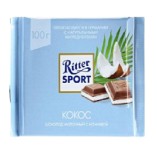 Ritter Sport шоколад молочный с кокосовой начинкой, 100 гр