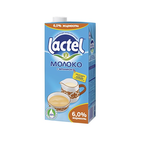 Lactel молоко с витамином D 6,0%, 1л