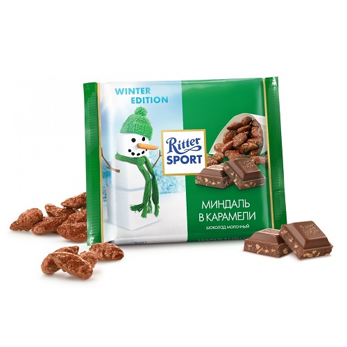 Ritter Sport шоколад молочный Миндаль в карамели, 100 гр