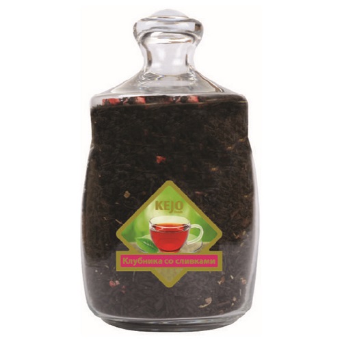 Kejo foods чай черный клубника со сливками, стекло, 175 гр