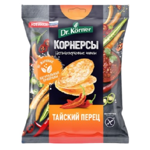Dr.Korner чипсы кукурузно-рисовые с тайским остро-сладким перцем, 50 гр