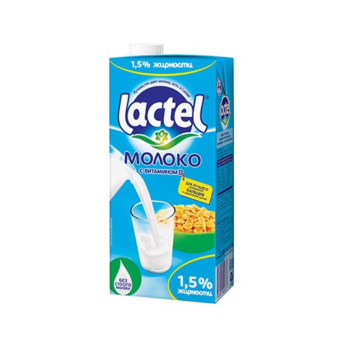 Lactel молоко с витамином D 1,5%, 1л