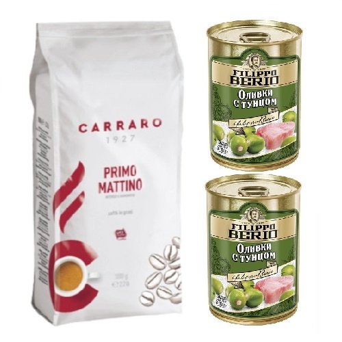 Кофе в зернах и оливки с тунцом