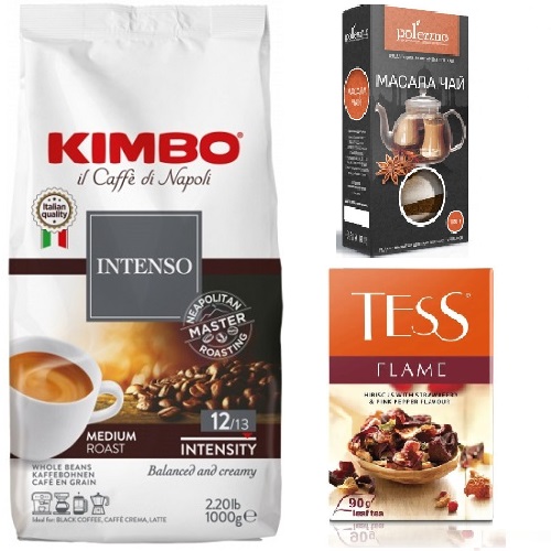 Кофе в зернах чай Tess и Polezzno 