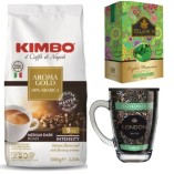 Кофе в зернах и 2 вида зеленого чая