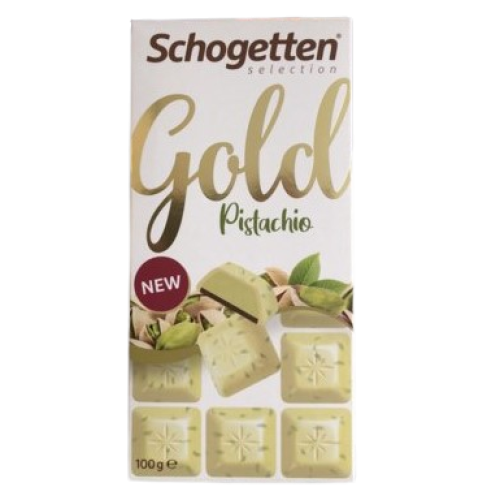 Schogetten Gold шоколад белый с фисташками и фисташковым кремом, 100 гр