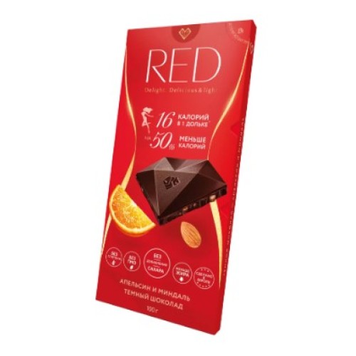 Red Delight шоколад темный Апельсин и Миндаль со сниженной калорийностью, 85 гр