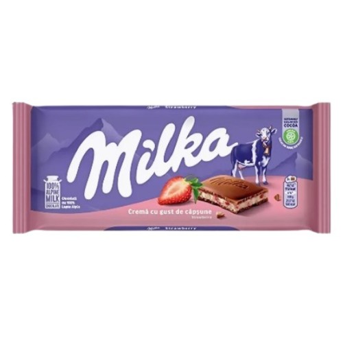 Milka шоколад молочный Клубничный крем, 100 гр