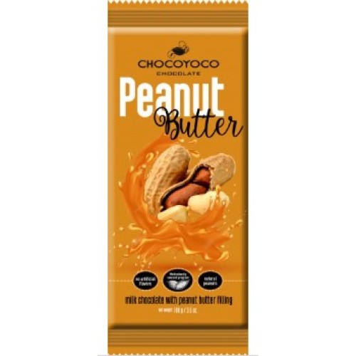 Chocoyoco шоколад молочный Peanut Butter с арахисовой начинкой, 100 гр