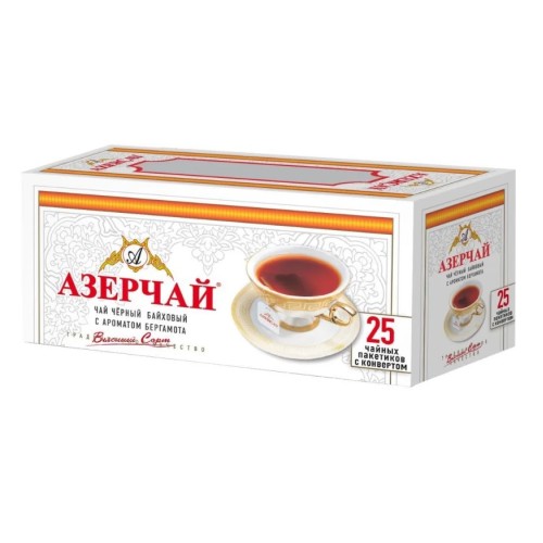 Азерчай черный чай с бергамотом, 25 пакетиков