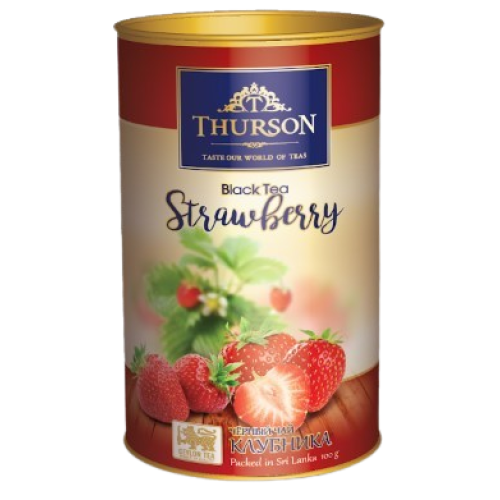 Thurson чай черный Strawberry с ароматом клубники, ж/б, 100 гр