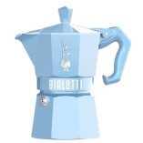 Bialetti Moka Express Exclusive гейзерная кофеварка на 3 порции, голубая