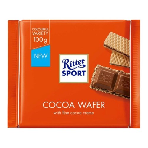 Ritter Sport шоколад молочный с какао и вафлей, 100 гр