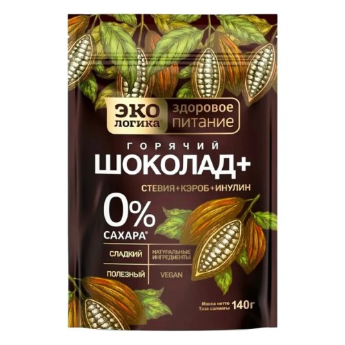 Экологика какао-напиток растворимый Горячий шоколад+, 140 гр