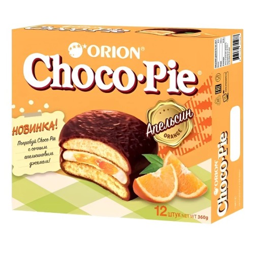 Orion печенье Choco Pie со вкусом апельсина, 12 х 30 гр
