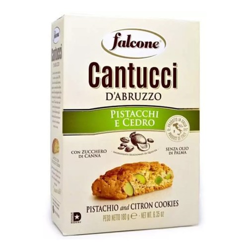 Falcone печенье сахарное Кантуччи с фисташками и цедрой лимона, 180 гр