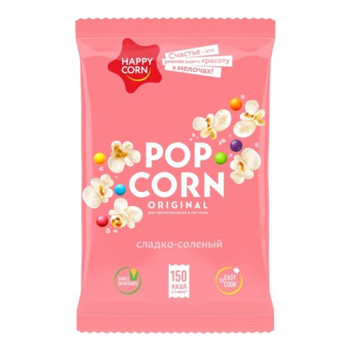 Happy Corn попкорн для СВЧ сладко-соленый, 100 гр