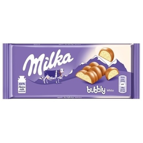 Milka шоколад молочный с белым Bubbly White, 95 гр