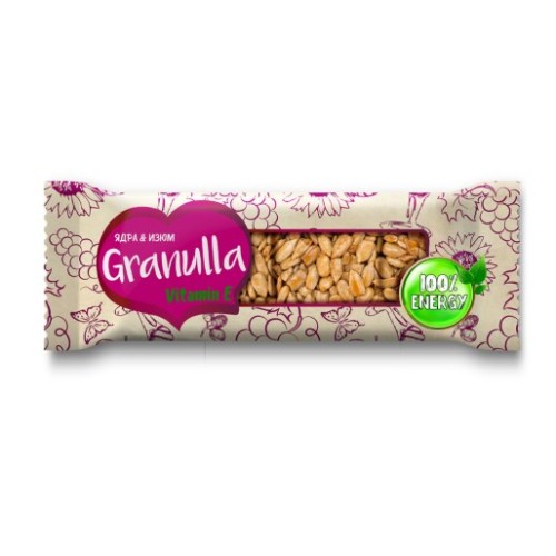 Granulla натуральный грильяж без сахара с изюмом, 30 гр