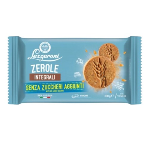 Lazzaroni печенье цельнозерновое Zerole без добавленного сахара, 300 гр