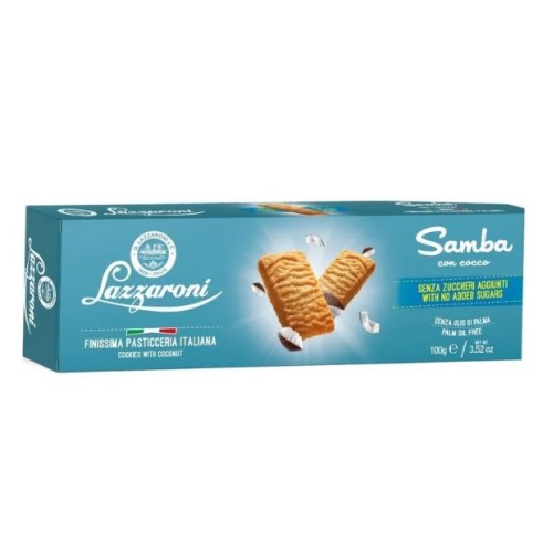 Lazzaroni печенье со вкусом кокоса, без добавленного сахара Samba, 100 гр