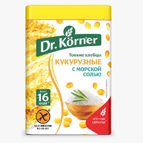 Dr.Korner хлебцы кукурузные с морской солью, 100 гр