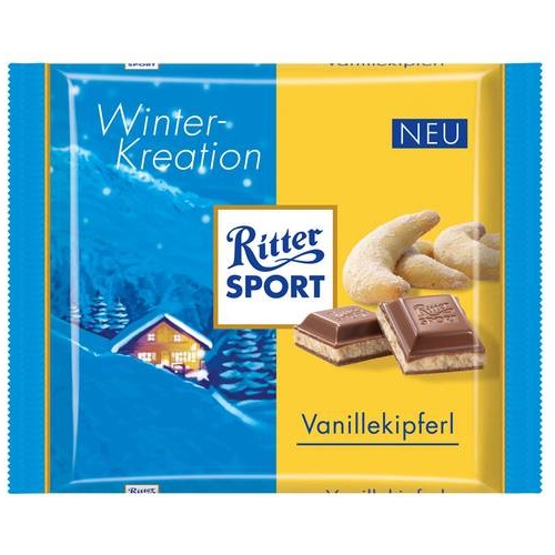 Ritter Sport шоколад молочный Ванильный рогалик, 100 гр