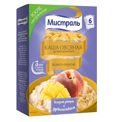Мистраль каша Манго-Персик, 6×40 гр