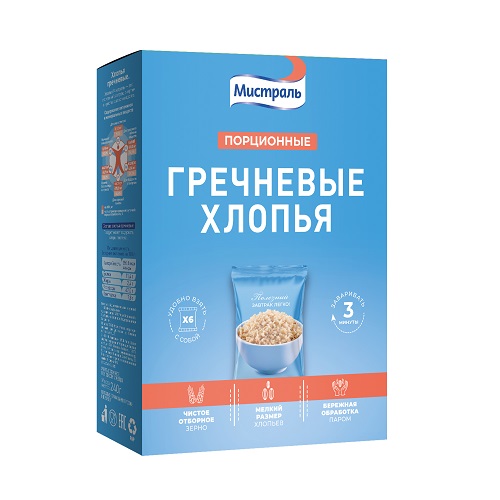 Мистраль хлопья гречневые порционные, 6×40 гр