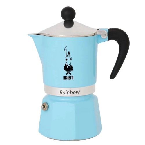 Bialetti Rainbow, голубая гейзерная кофеварка на 6 порций Bialetti Rainbow, голубая гейзерная кофеварка на 6 порций