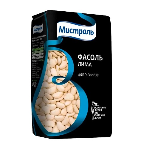 Мистраль фасоль белая Лима, 450 гр.