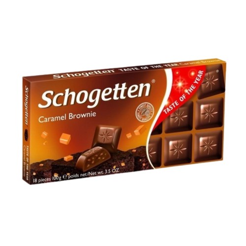 Schogetten шоколад молочный, брауни с кусочками печенья и карамели, 100 гр