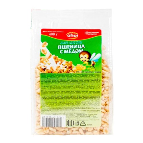 Oho сухой завтрак пшеница с медом, 400 гр