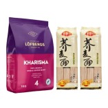 Кофе в зернах и лапша гречневая