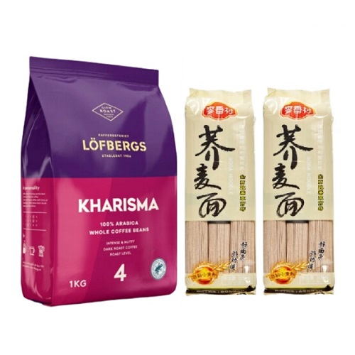 Кофе в зернах и лапша гречневая