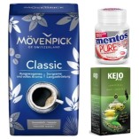 Кофе молотый, жевательная резинка и зеленый чай