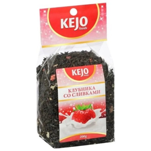 Kejo foods чай черный клубника со сливками, 200 гр.