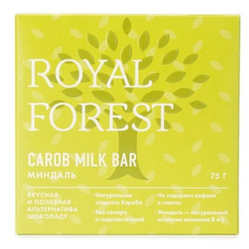 Royal Forest шоколад из кэроба миндаль, 75 гр