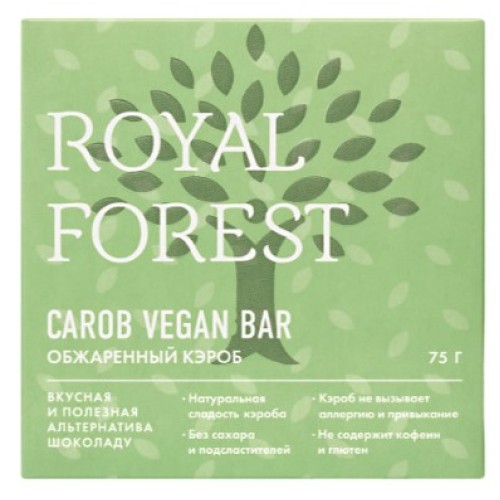 Royal Forest шоколад из обжаренного кэроба, vegan, 75 гр