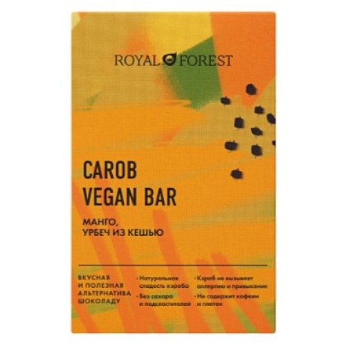 Royal Forest шоколад из кэроба манго, урбеч из кешью, vegan, 50 гр