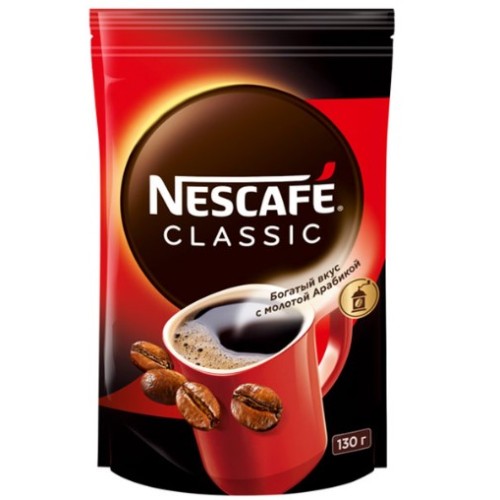 Nescafe classic, растворимый, м/у, 130 гр