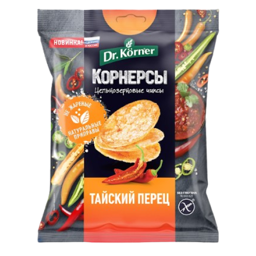 Dr.Korner чипсы кукурузно-рисовые с тайским остро-сладким перцем, 50 гр