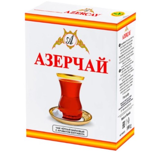 Азерчай чай черный с бергамотом, прозрачная упаковка, 100 гр