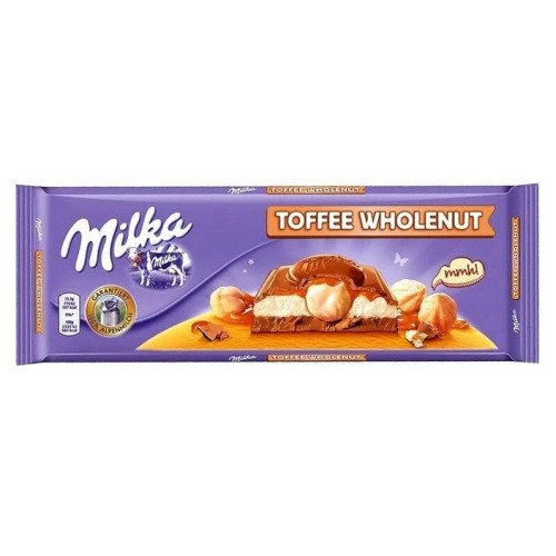 Milka шоколад молочный Toffee Ganznuss с карамелью и фундуком, 300 гр