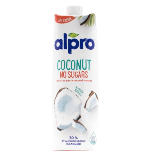 Alpro напиток кокосовый без сахара, обогащенный кальцием и витаминами, 1л